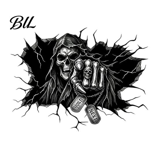 Halloween Party Wall Backgrounds 3D Decal, Breakout Illusion Sticker with Skull Ghost, Spooky Horror Stickers for Room Decor Party, Peel And