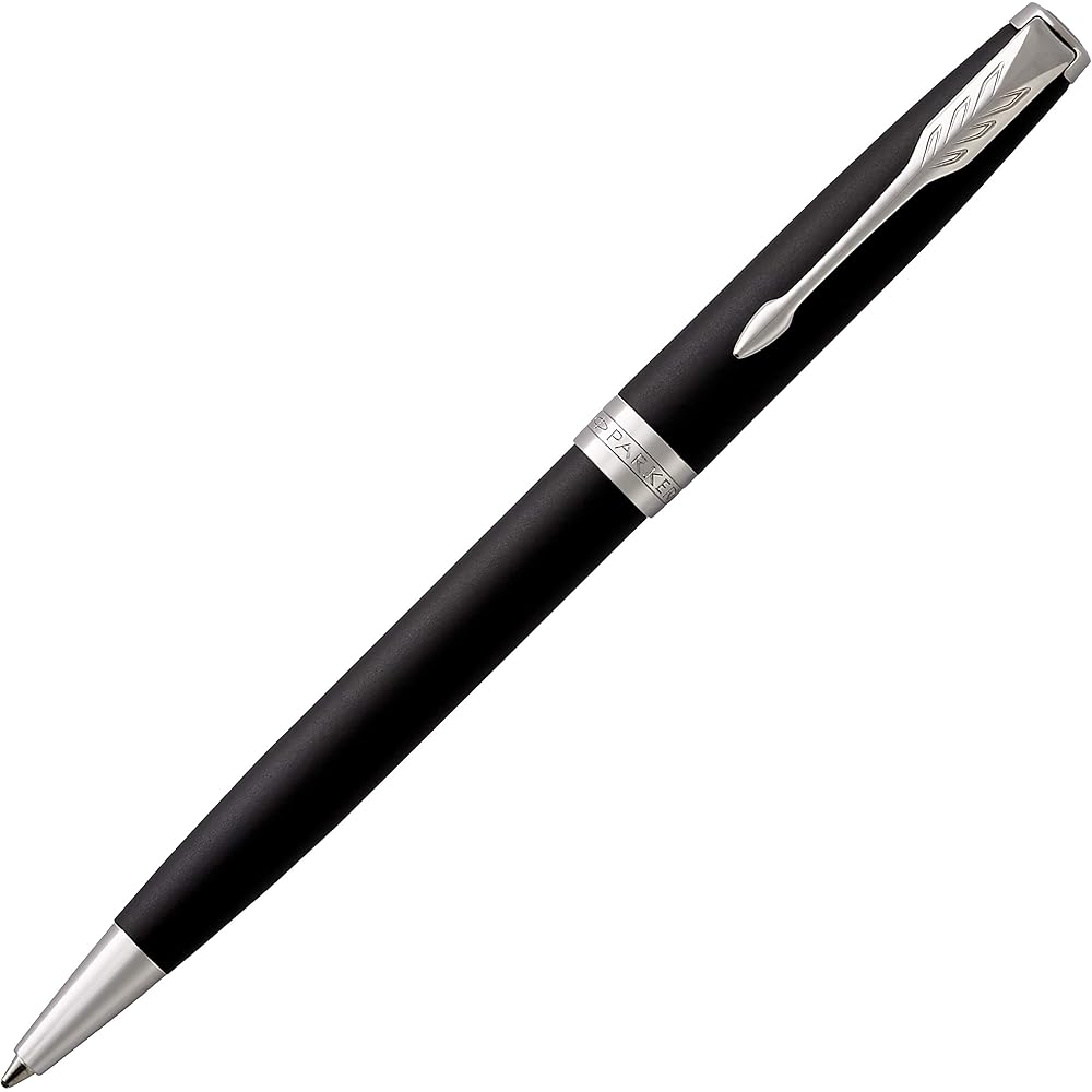 PARKER Шариковая ручка Parker, Sonnet, Матовый черный CT, Средний, Постоянные импортные, в подарочной коробке, 1...