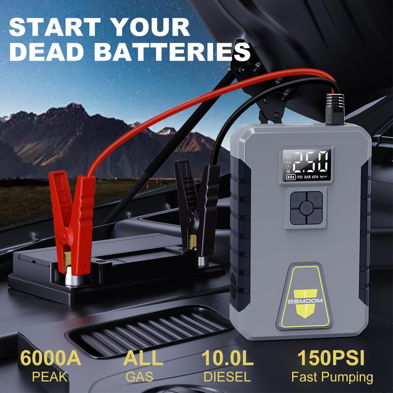 Автомобильный пуско-зарядное устройство Jump Starter Цифровой дисплей Портативное бустер-зарядное устройство для автомобильного аккумулятора Power Bank 26800 мАч Аварийный бустер аккумулятора