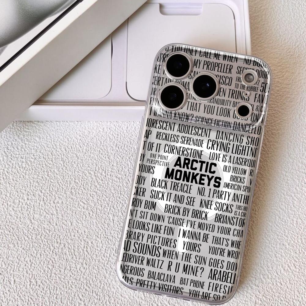 Rock Arctic M-Monkeys Phone Case For iPhone 17 16 15 14 13 12 Pro Max Plus With Magnetic Crystal Clear Case Wireless Charge