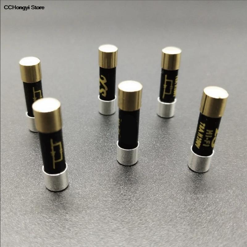 1PCS HIFI Fuse Gold Plated Silver Cap Nano CD Audio Amplifier Tube Amp Decoder Fuse 125mA-20A 5x20mm 6x32mm