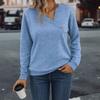 Autumn Winter V-neck Buttons Sweatshirt Women Long Sleeve Solid Color Casual Fashion Pullover T-shirt Top