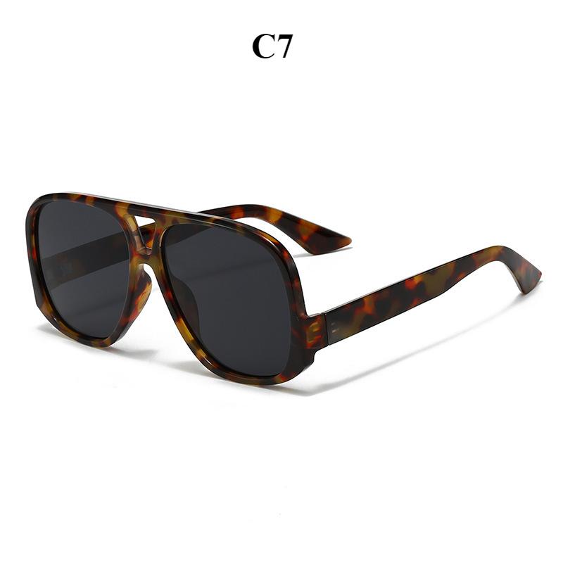 Ladies' Glasses, Retro Large-frame Double-beam Sunglasses.