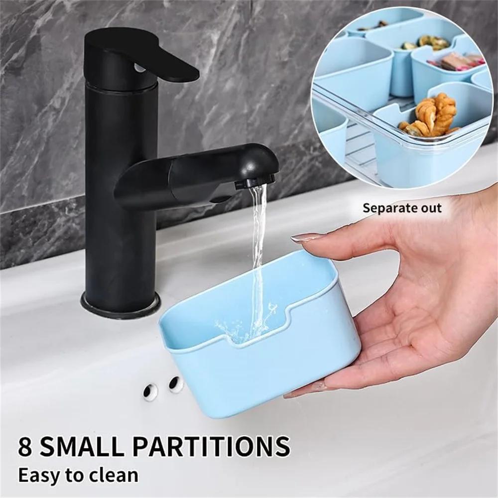 Snackle Box Container Lid with 8 Compartment with Lid Portable Divided Serving Tray for Parties Sweets Vegetables Biscuits Nuts