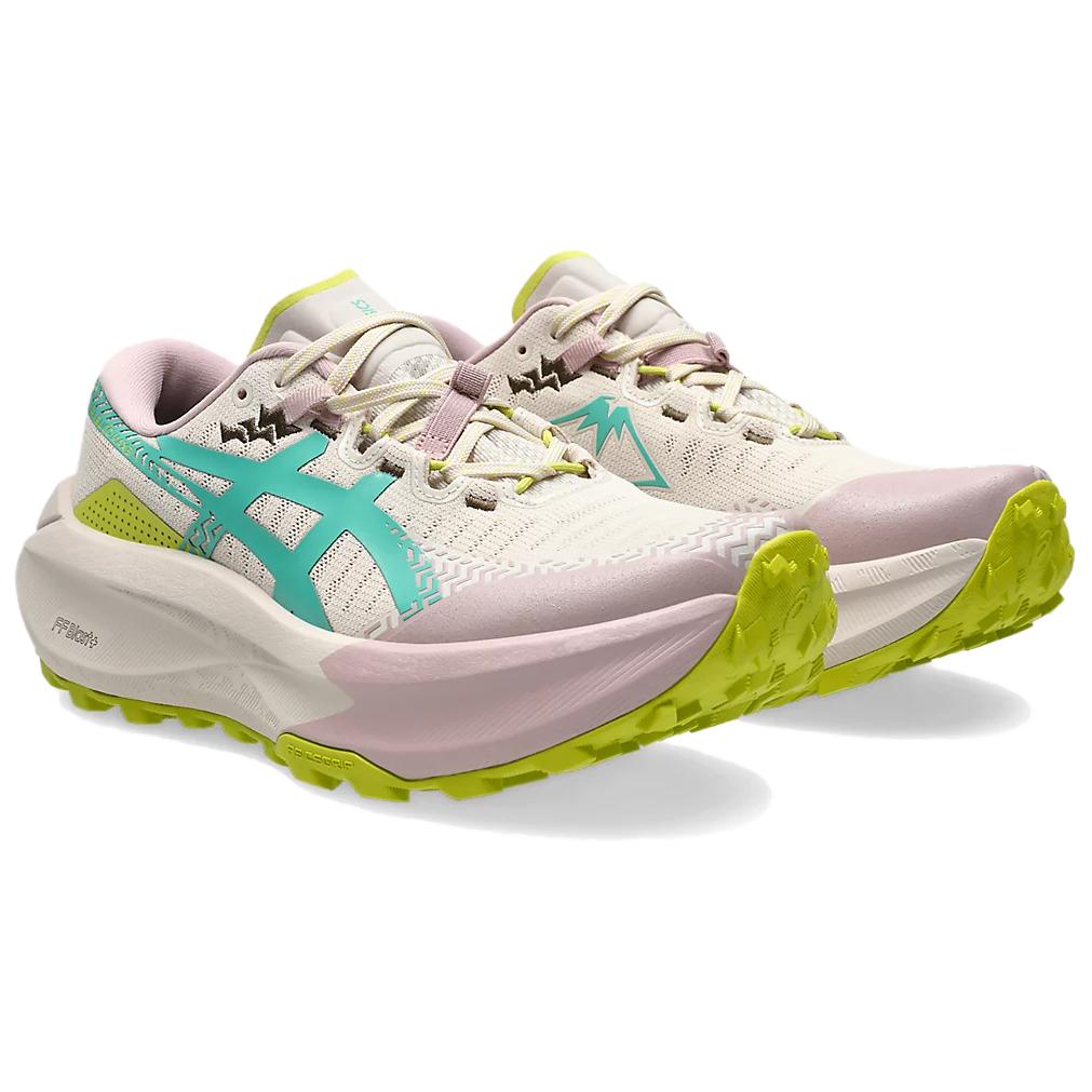 Asics Trabuco Max 5 Удобные Мягкие Кроссовки для Трейлраннинга Женские Бежево-Зелено-Желтые 1012B937-250