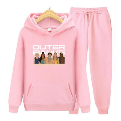 Женский комплект с длинными рукавами, толстовки Outer Banks, толстовки большого размера, комплект осенне-зимних толстовок + брюки из двух предметов