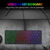 Portable Wired 64-key Keyboard Compact Film Keypad Lightweight Backlit Keyboard One Lighting Mode