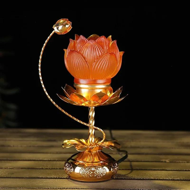 21 см Сплав хрустального стекла Имитация подсвечника для домашнего использования Буддийский зал для молитвы украшение домашнего декора