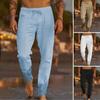 Men's Cotton Linen Pants Male Autumn New Breathable Solid Color Linen Trousers Fitness Streetwear S-3XL