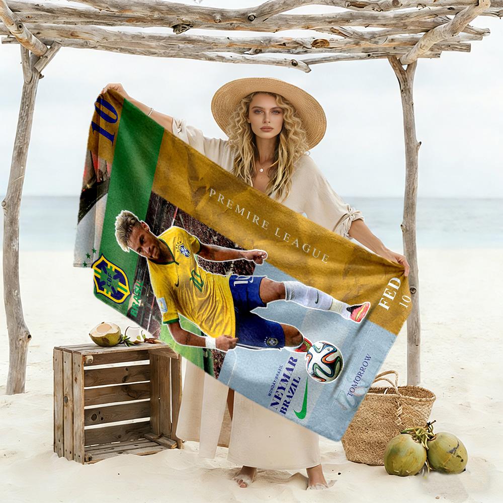 Brazilian Football Player Beach Towel High Absorbency & Quick-Dry Comfortable Lightweight Perfect for Traveling Yoga Camping and Swimming