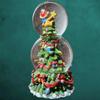 Minamiboeki Christmas Tree Snow Globe with Music Box 21x12x12cm Glass Teddy Bear Santa Claus