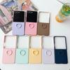 Стеклянный чехол с ощущением горячей кожи для Samsung Galaxy Z Flip 7 FE Fold, деловой, модный, с кольцом-шарниром, защитная крышка для Flip5 Flip6