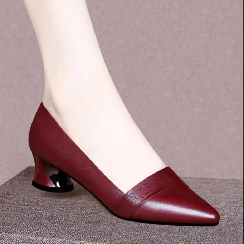 Cresfimix Sapatos Femininas женские модные винно-красные весенние туфли на квадратном каблуке женские повседневные офисные черные кожаные туфли-лодочки A6674