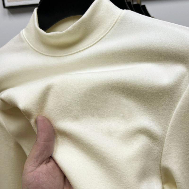 Double-sided Velvet Semi-high Collar Men's Long-sleeved T-shirt Warm Bottoming Shirt