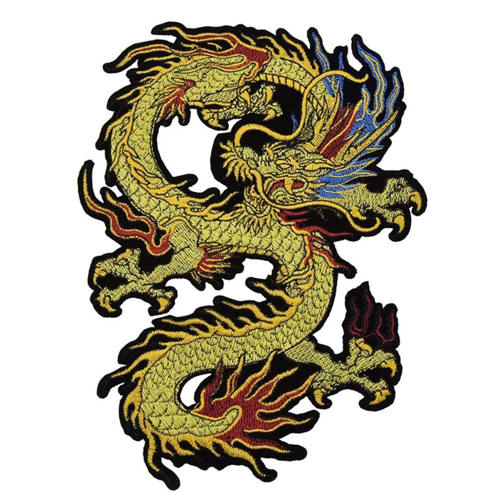 Chinese Dragon Golden Jeans Decoration On Clothes Clothing Accessory Patch Applique DIY
