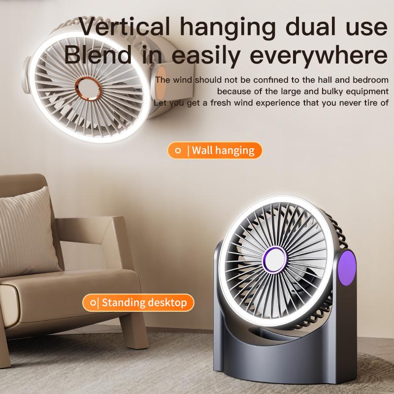 Air Circulation Fan Portable Light Cycle Fan USB Rechargeable Desktop Circulating Fan 4 Speeds Adjustment Mini Camping Fan