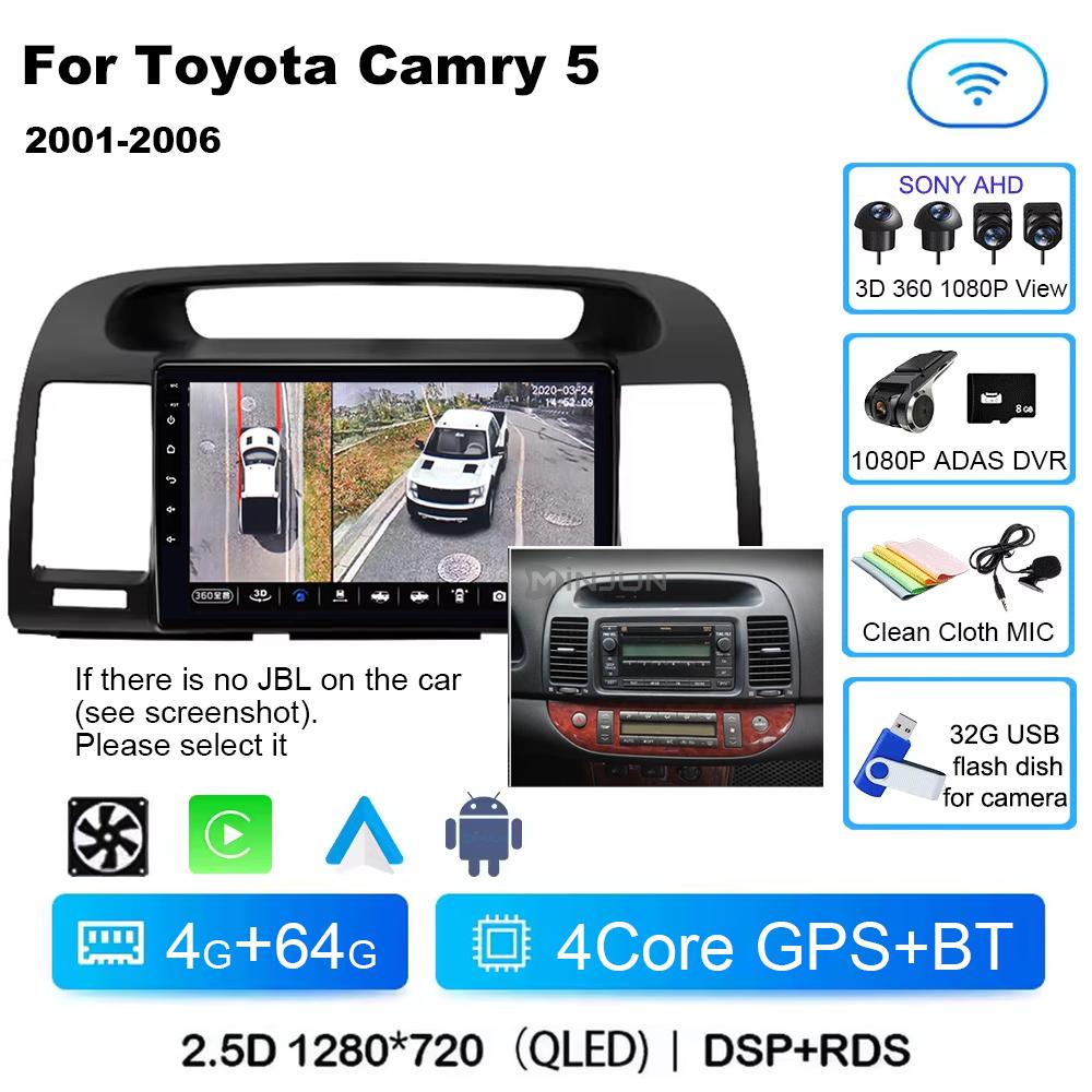 Qualcomm Car Radio Android 14 Wireless Car Play для Toyota Camry 5 2002 2003 2004-2006 Autoradio Multimedia Автомобильное автомобильное радио