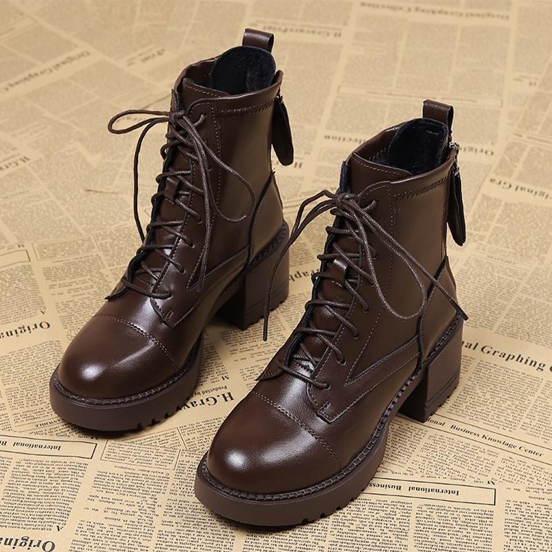 Платформа Женские Ботильоны Каблуки Туфли Зимняя Мода Новые Кожаные Туфли Женские Тенденции 2024 Зимние Сапоги Платье Mujer Chelsea Botas