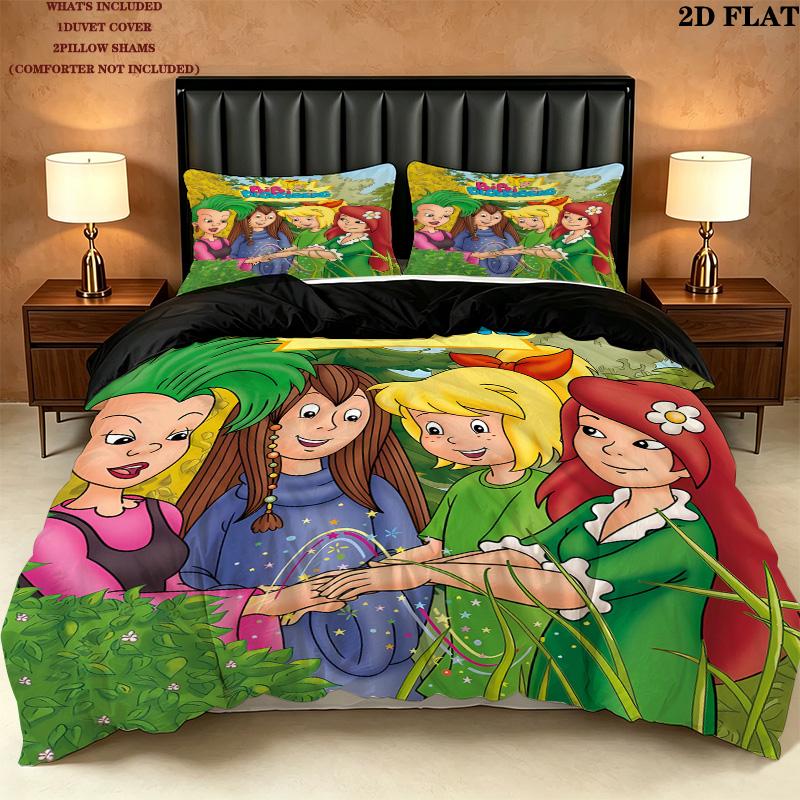 Bibi Tina Pattern Bedding Quilt Set Quilt Cover Pillowcase Home Birthday Gift(1 * duvet cover + 2 * pillowcase, without core)