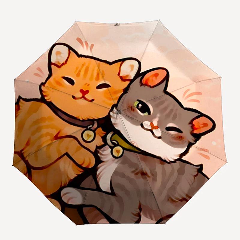 1pc Cats Automatic Opening/Closing Umbrella with Operation & Windproof Canopy yy260311072