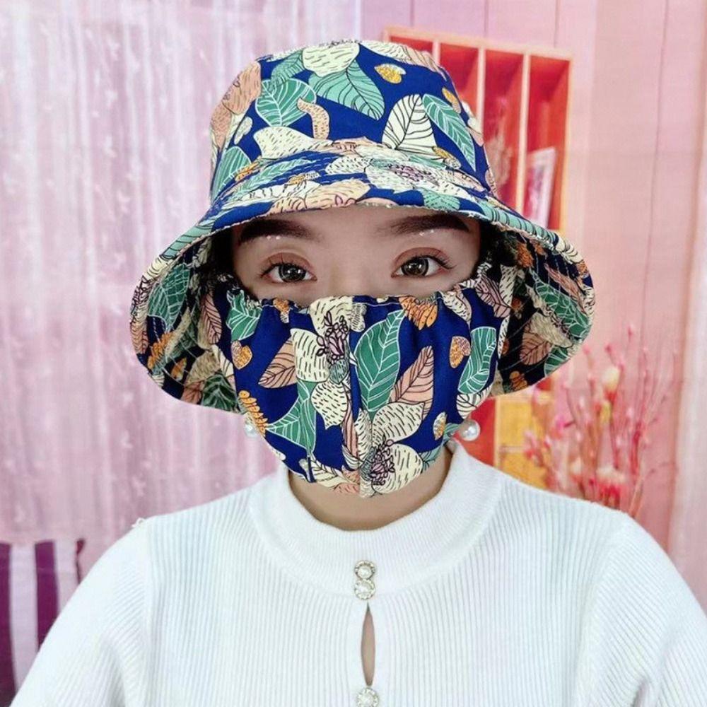 Sun Protection Sunscreen Mask Face Mask Bucket Hat Lightweight Women Sun Hat Outdoor