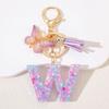 A To Z Фиолетовые звезды заполнены буква брелок 26 инициалов алфавит бабочка кисточка подвески брелоки сумка украшение автомобиль брелок подарок