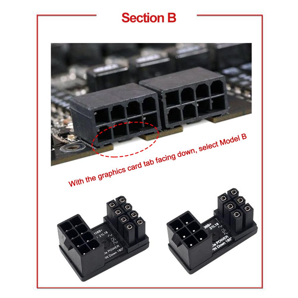 ATX GPU VGA PCIe 8-контактный 6-контактный разъем U с углом 90/180 градусов Плата адаптера питания для настольной видеокарты Графический адаптер GPU