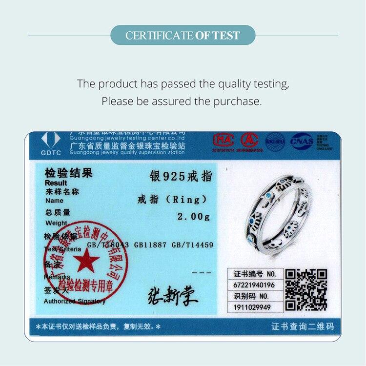 WOSTU Винтажный стиль, стерлингового серебра 925 пробы, синий Deliv Eye, полые кольца для женщин, кольцо Фатимы с цирконом, специальное ювелирное изделие, подарок