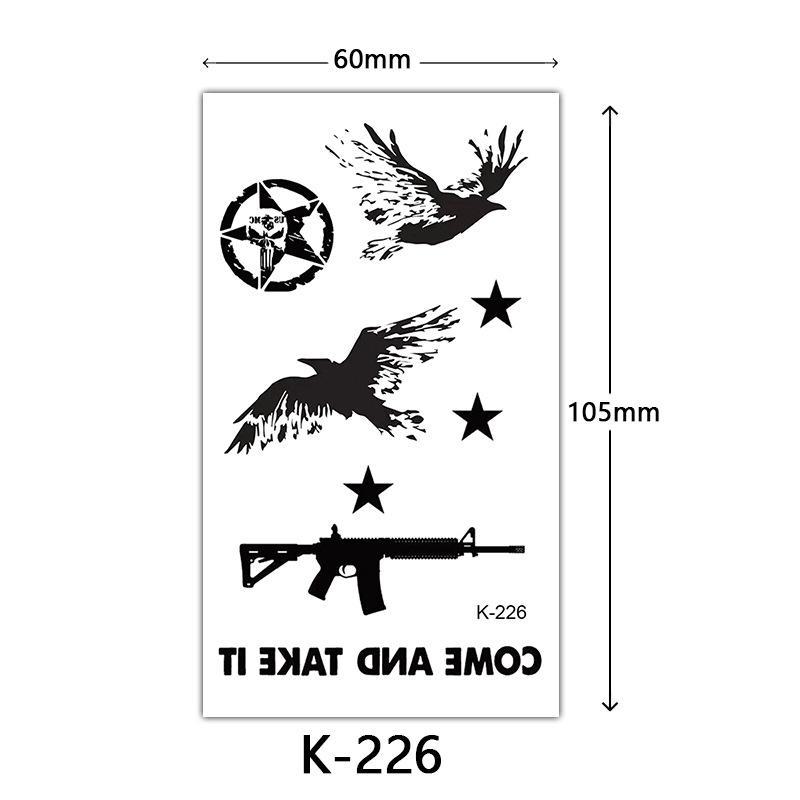 English Letter & Flower Butterfly Tattoo Stickers - Waterproof & Sketch Line Design