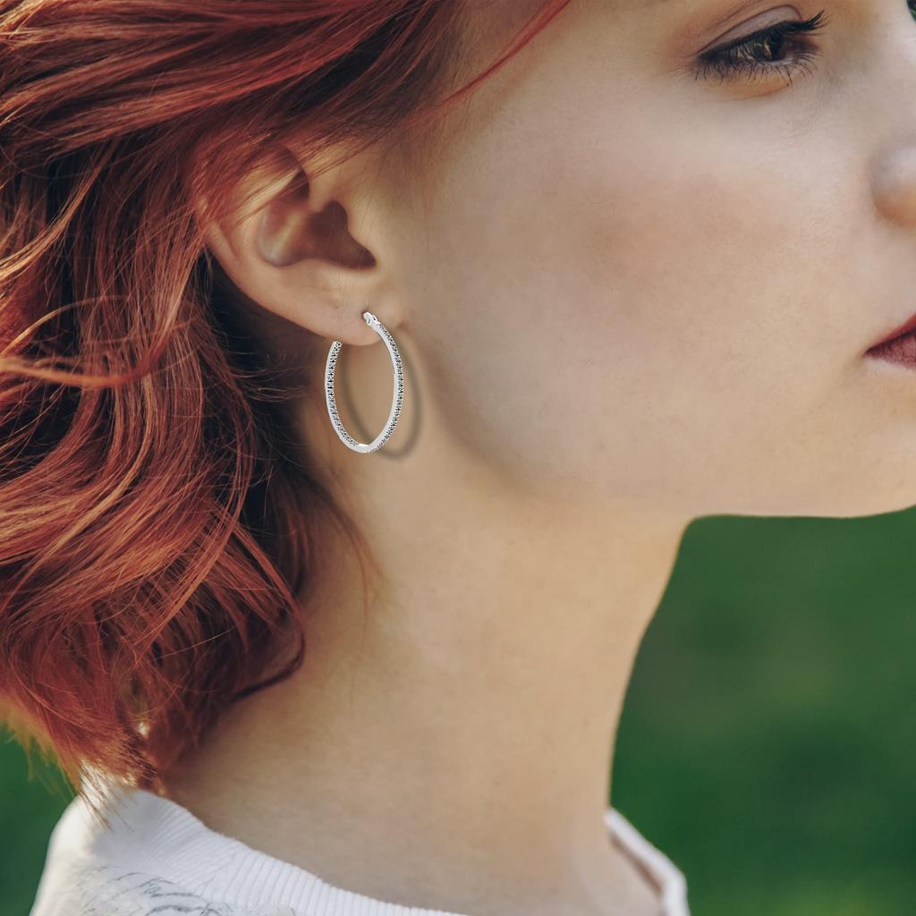 LeCalla Серьги-кольца из стерлингового серебра 925 пробы для женщин, гипоаллергенные серьги-кольца с кубическим цирконием для женщин, 30 мм