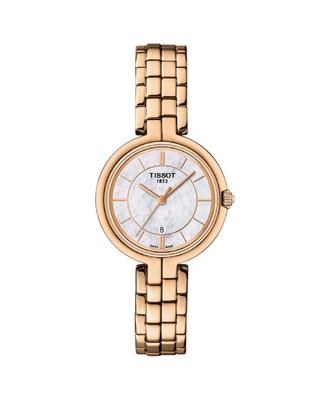 Женские часы Tissot Flamingo на браслете T0942103311101 с циферблатом из белого перламутра