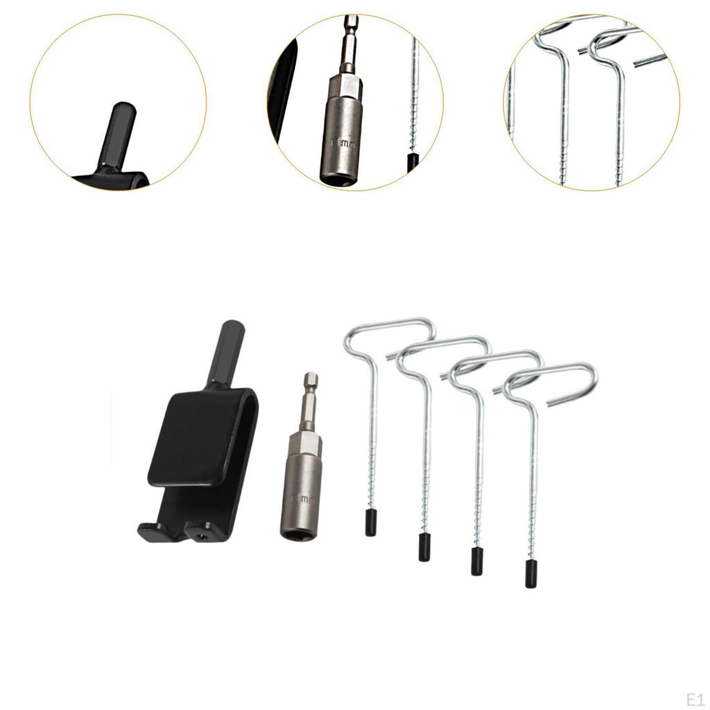 4x якоря для зимней рыбалки, колышки для палаток, адаптер для дрели, гвозди для заземления с гнездом, практичные