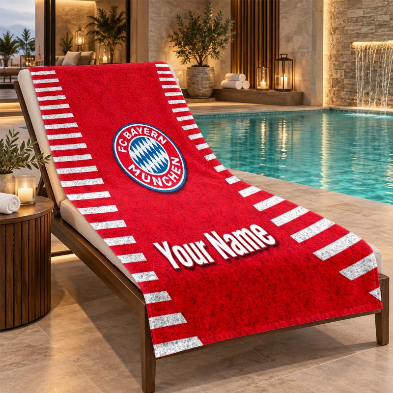Custom Name Bayern Munich Beach Towel Personalized Text Soft Towel Swimming Travel Bath Gift