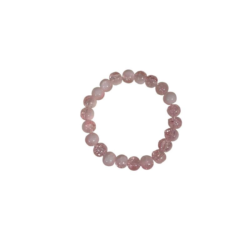 Strawberry Crystal Natural Powder Crystal Beaded Bracelet Light Luxury White Crystal High-End Sense Exquisite Fashion Good-Looking Bracelet