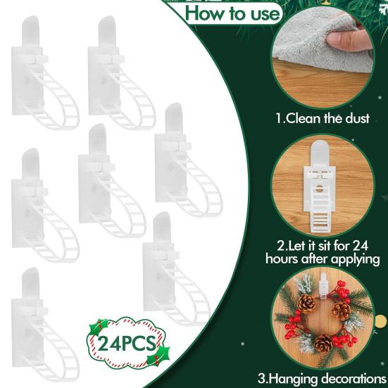 24/48 шт. рождественская гирлянда, вешалка, регулируемые крючки для гирлянд, держатель для рождественских чулок, многоразовые клейкие ремни для декора камина и окна