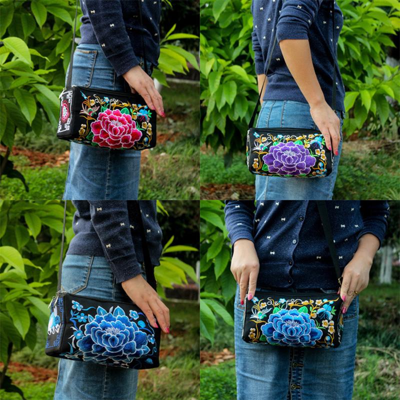 Yogodlns Сумка через плечо в этническом стиле Юньнань, сумка через плечо с цветочной вышивкой, парусиновая сумка для отдыха, простая женская трехслойная сумка через плечо