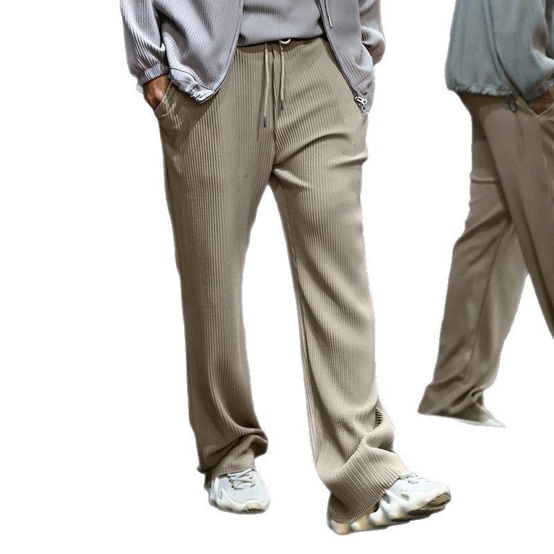 Весенние полосатые широкие мужские брюки повседневные свободные брюки с завязками на талии прямые брюки большого размера для мужчин