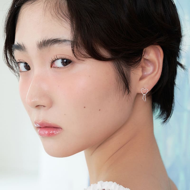 geegee [silver925] twin mini heart earring