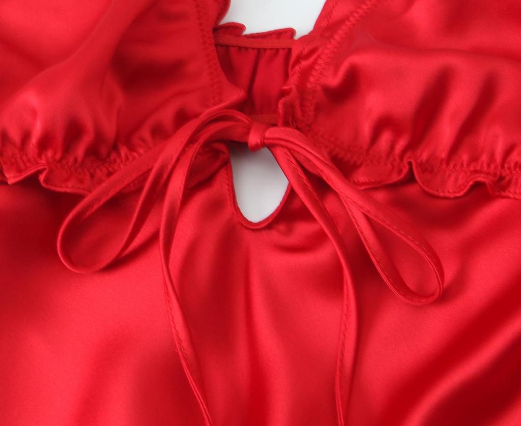 European & American Style Layered Silk Satin Spaghetti Strap Dress