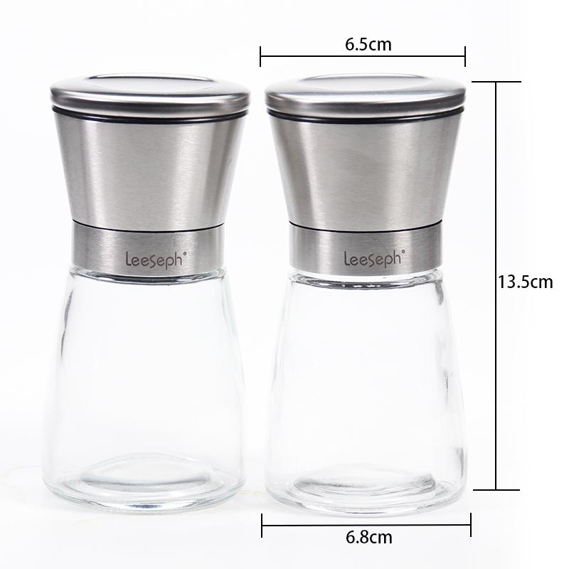 Набор из 2 мельниц для перца и соли из нержавеющей стали с регулируемым керамическим ротором