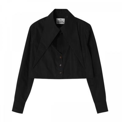 Vivienne WeStwood 1501005u W009q N401 Вышивка логотипа Orb Укороченная футболка с вырезом в форме сердца для женщин