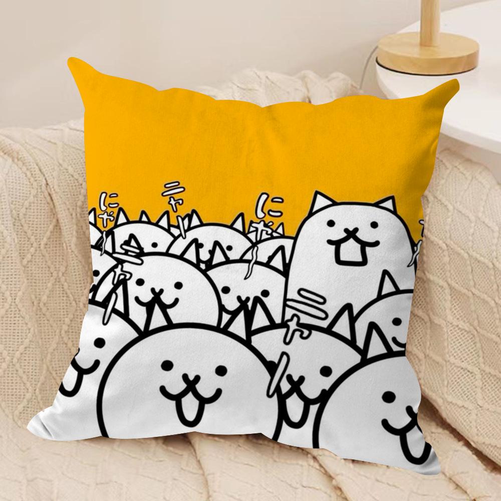 BBattle CCats Anime Cushion Cover Soft Plush Throw Pillow Cover DoubleSided Decorative Cushion Case Sofa Bedroom Home Decor