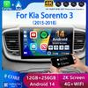 Android 14 WIFI+4G Автомагнитола для Kia Sorento 3 2015 2016 2017 2018 Carplay Auto GPS Мультимедийный плеер Стерео 360 Камера Аудио BT