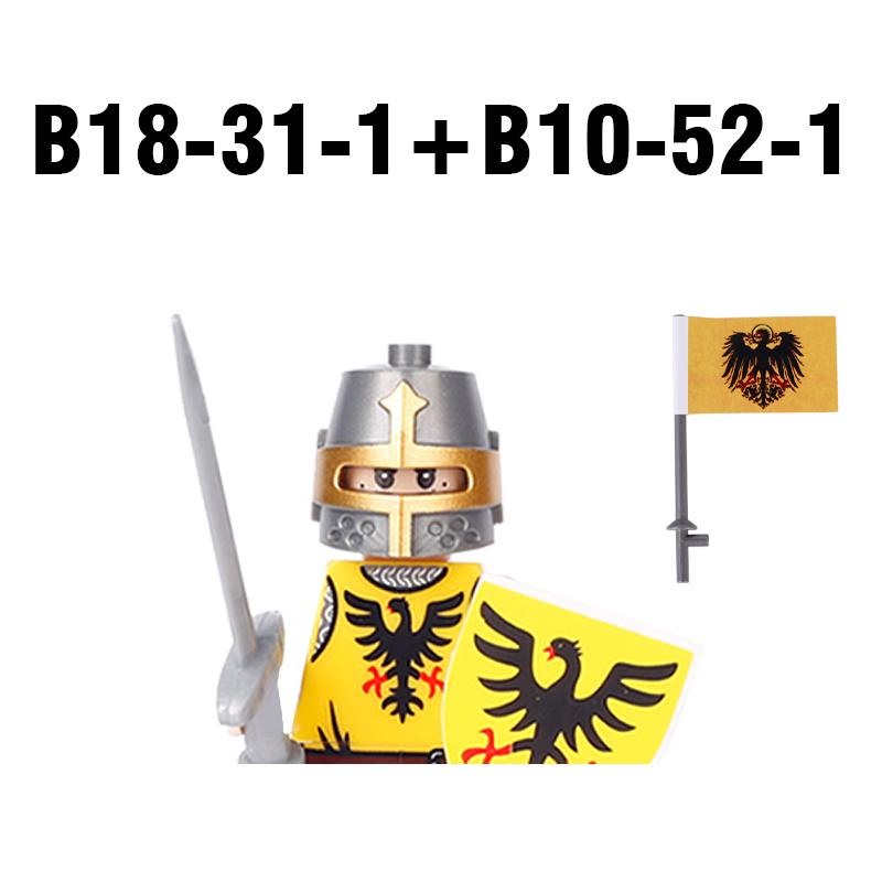 MOC Средневековый Военный Замок Оружие Римский Рыцарь Шлем Щит Аксессуары Строительные Блоки Зеленый Дракон Лев Крестоносец Кирпичи Игрушка