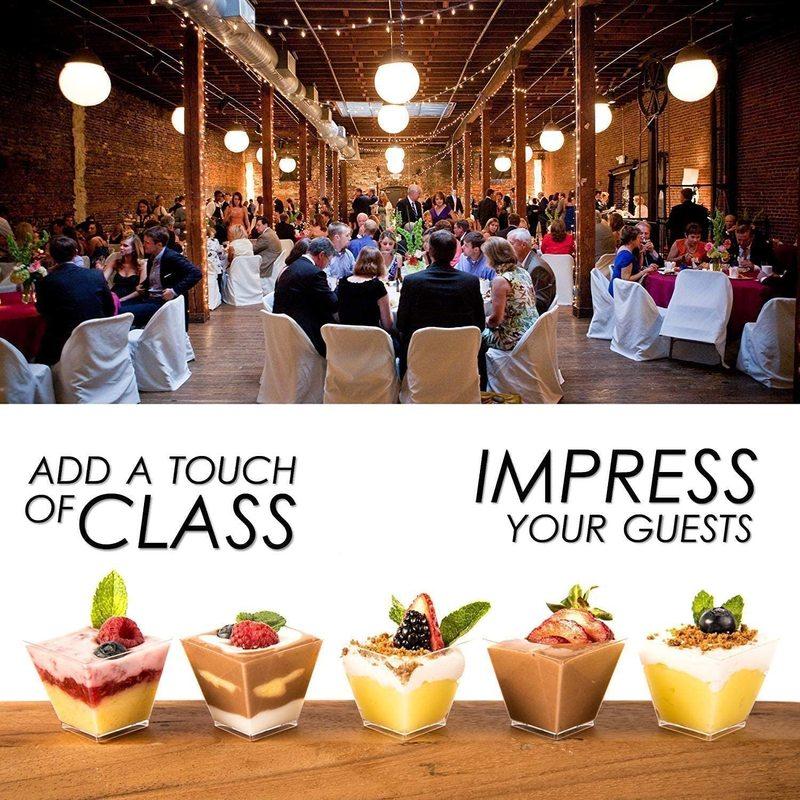 25 шт. 60 мл Мини-десертные чашки Квадратные пластиковые чашки Многоразовые Чашки для желе, муссов, закусок Контейнер для еды Декор для вечеринки, дня рождения