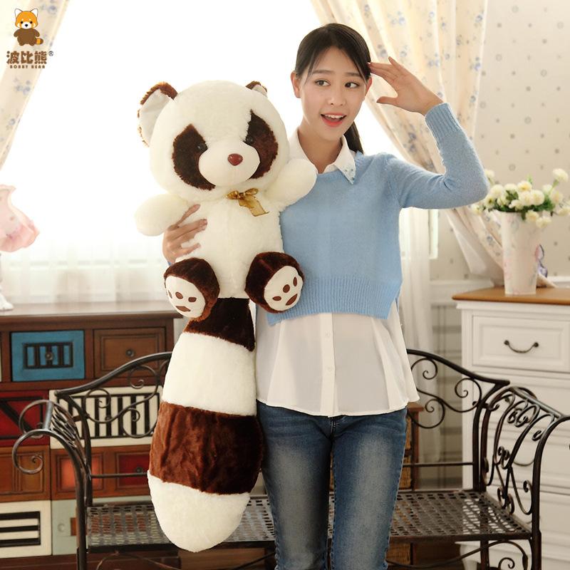 Super Soft Lazy Fluffy Hair Stuffed Animals Plushie Plush Raccoon Long Tail Big Tail Hug Throw Pillow Birthday Gift Boys Grils