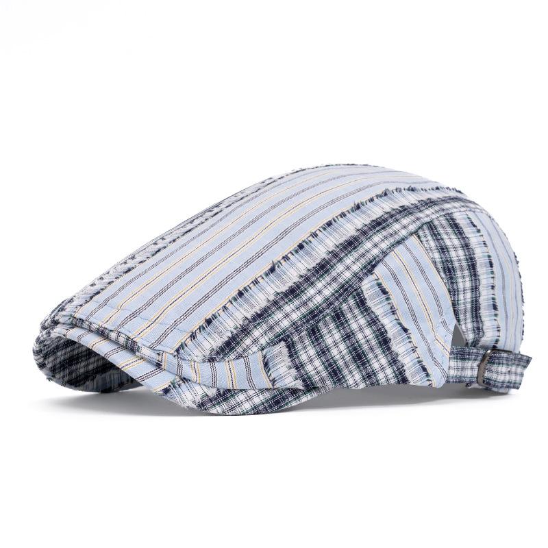 Берет британский ретро цветной блок кепка женская летняя клетчатая кепка газетчика