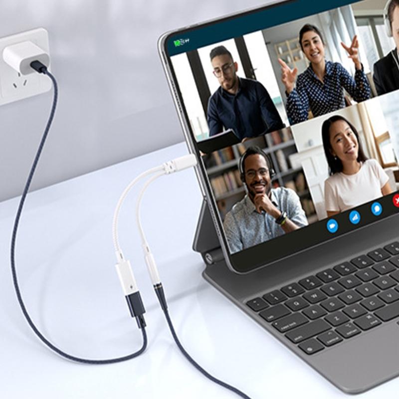 USB C на 3,5 мм Порт USB C Разветвитель Адаптер Зарядный Кабель Провод 2 в 1 Поддерживает 15 Вт Быструю Зарядку для Наушников Планшетов