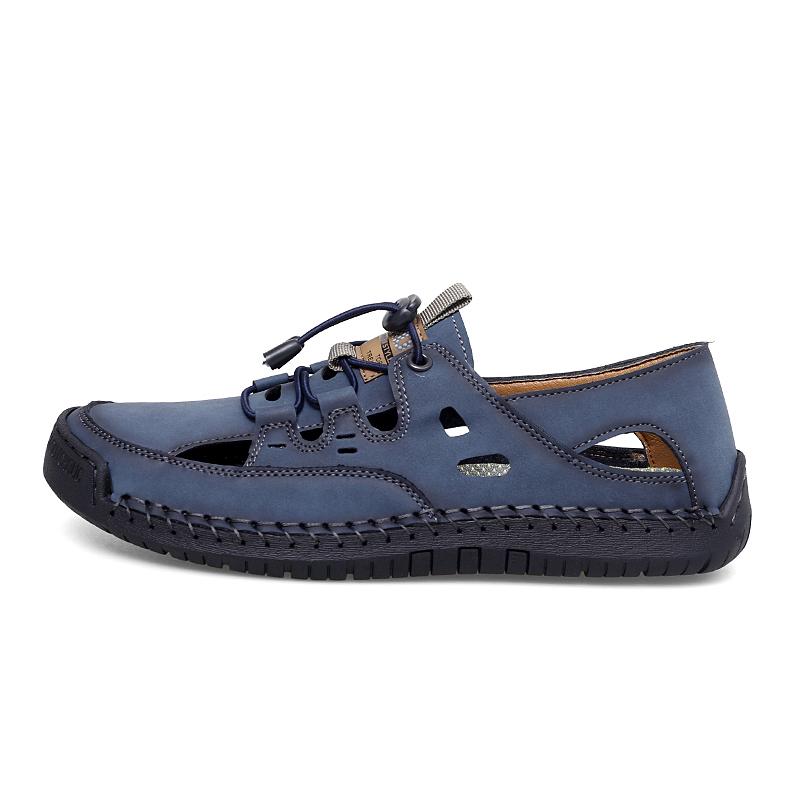 38-48 Летние мужские кожаные пляжные сандалии Pure Handmade мужские сандалии с закрытым носком для мужчин