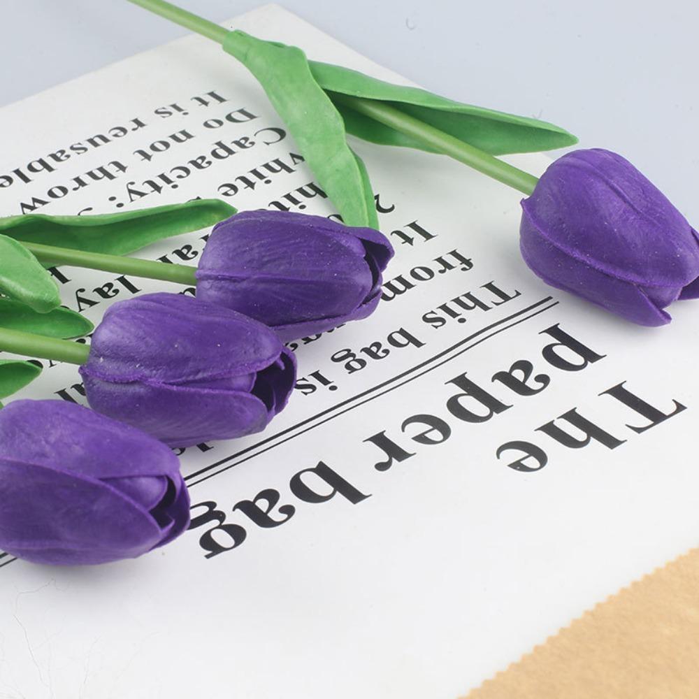 5PCS 34cm Decorative Fake Flowers PU Wedding Bridal Tulip Bouquet Artificial Tulip  Wedding Backdrop